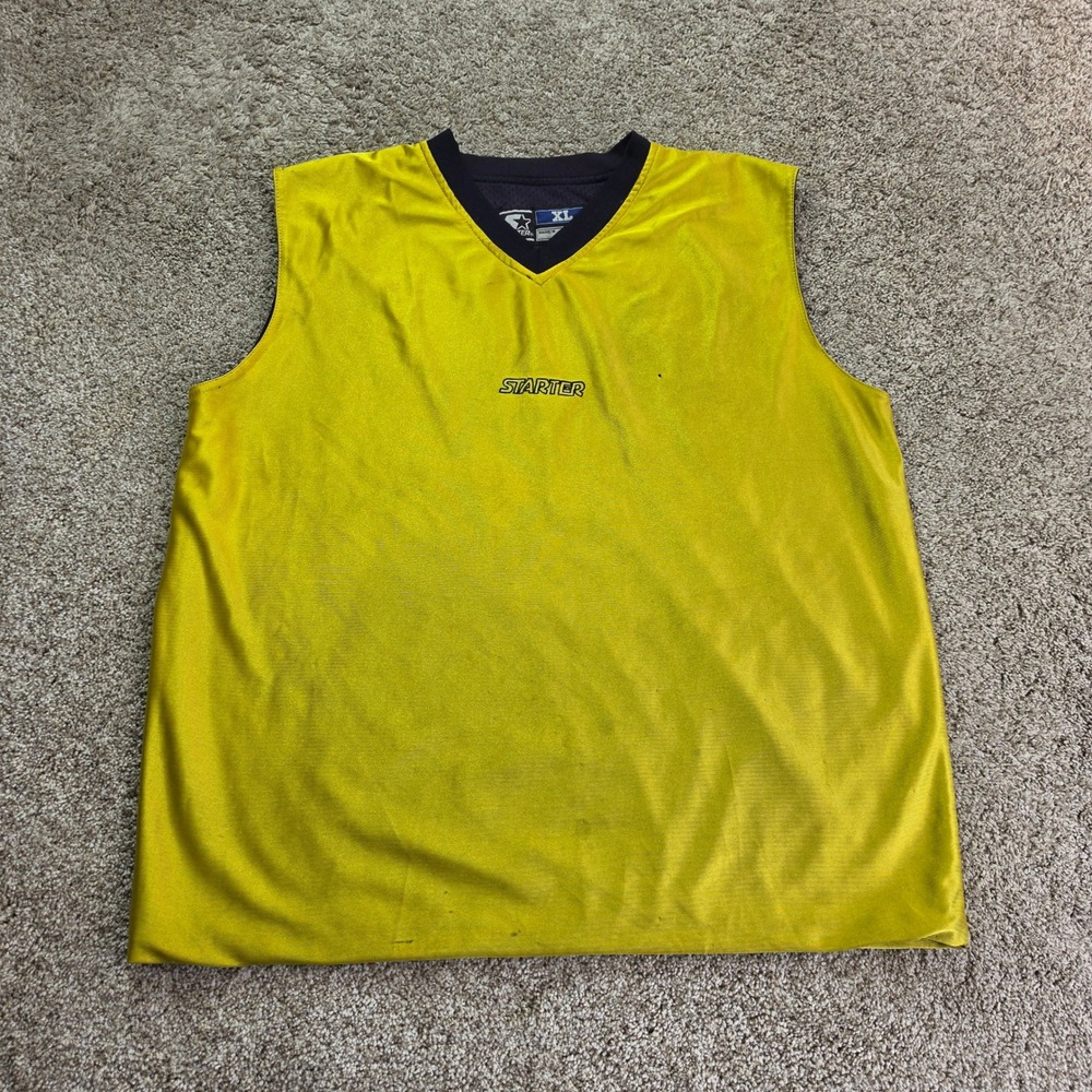 VINTAGE Starter Reversible Basketball Jersey Mens XL Navy Yellow Athletic Casual - Picture 3 of 12